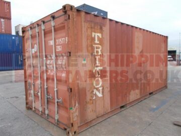 Used 20ft shipping container showing previous owners colours and branding, some dents and surface rust is to be expected. 