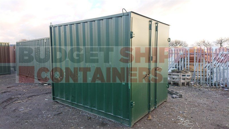 Green repainted shipping container