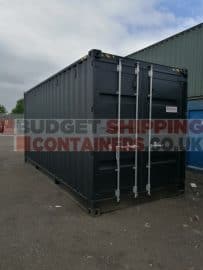 Shipping container with premium black repaint