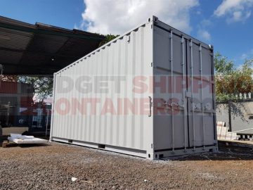 shipping container that has been repainted white 